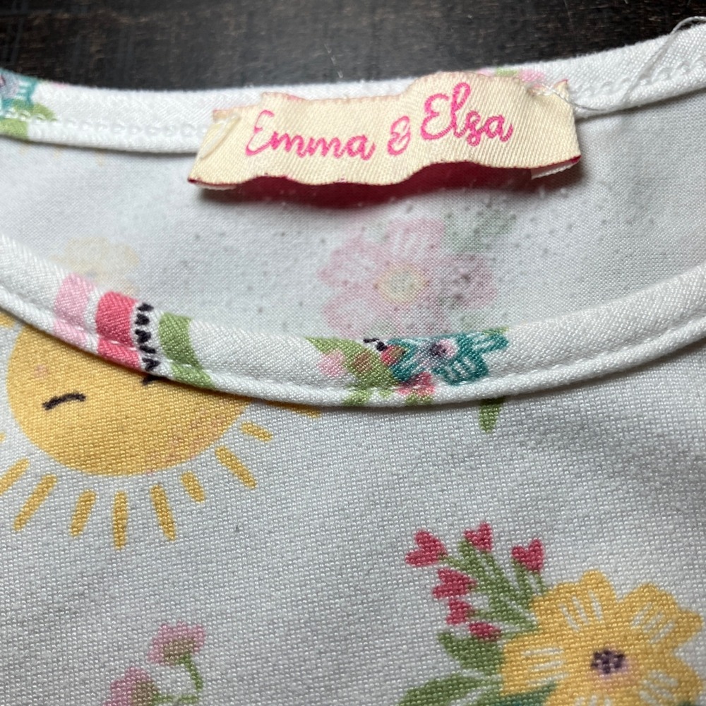 Emma & Elsa Girls Size 4T  Rainbow Sun Floral Ruffle Sleeve Dress - Picture 6 of 6